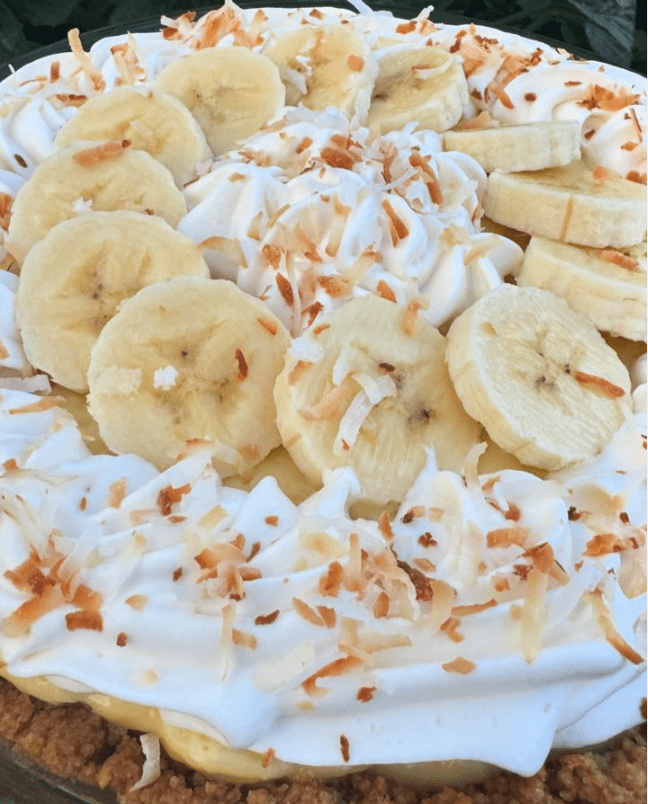 Banana Coconut Cream Pie prepared by Chef Marissa Finch of Honest to Goodness Personal Chef Services in Auburn, WA for a Father's Day celebration