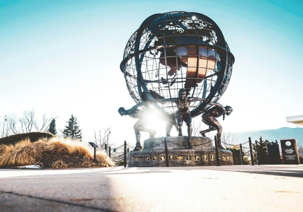 Statue outside the Olympic Training Center in Colorado Springs, Colorado